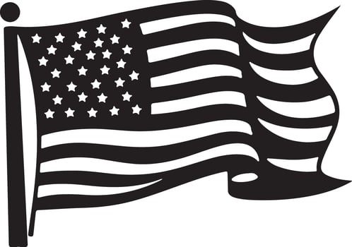 Silhouette of the American flag waving on a pole vector