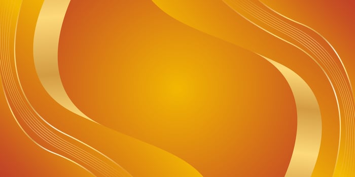 Elegant orange gradient luxury background with gold lines. Abstract wave wallpaper. Creative design vector