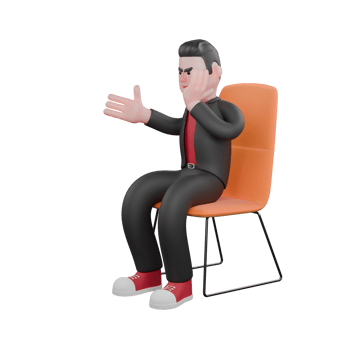 3D Dance Creator Model. A male choreographer sits on a chair with his hands holding his face with an angry expression. Choreographer Character png