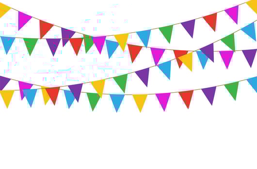 Festive Bunting Flags in Bright Colors. circus party design decoration. vector