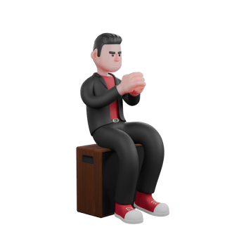 3D Dance Performer Choreographer. A male choreographer sits at the loudspeaker while clasping his hands in front of his chest. Cartoon Artist png
