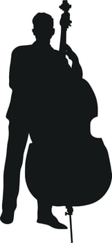 Silhouette of a man playing the cello vector