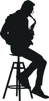 Silhouette of Men Playing Saxophone on White Background vector