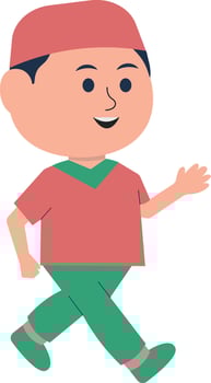 A cartoon boy in a red shirt and green pants vector