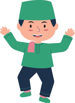 A cartoon boy wearing a green hat and green shirt vector