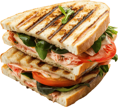 A sandwich with meat, cheese and vegetables png