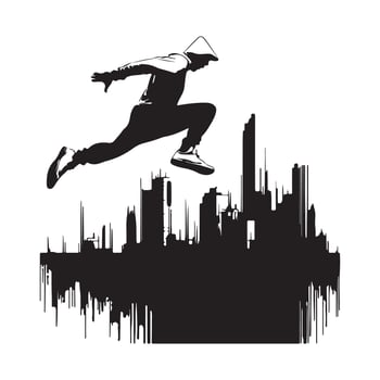 Parkour Jump Silhouette Stock image . Black and white of Parkour Jump Silhouette vector