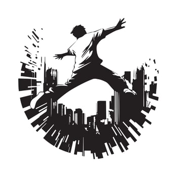 Parkour activity silhouette Stock Images vector