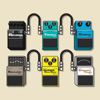 Guitar pedals illustration vector