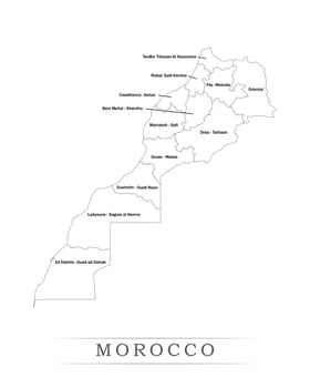 Morocco administrative divisions and Provinces map illustration. vector