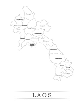 Laos administrative divisions and Provinces map illustration. vector