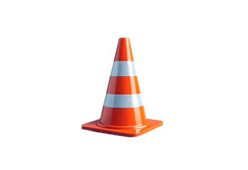 Vibrant Orange Traffic Cone Standing Alone on Transparent Background, Safety Symbol, Construction Site, Caution, Alert png
