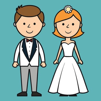 Hand drawn couple over white and black vector