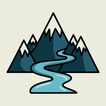 Mountain Landscape with River Illustration vector