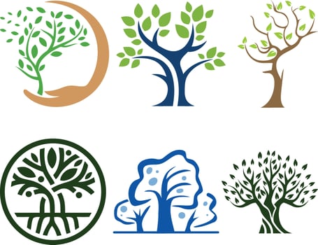 lawn care, landscape, natural tree care, mower logo vector