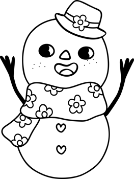 Groovy Retro Christmas Coloring Image Snowman cartoon doodle hand drawn png