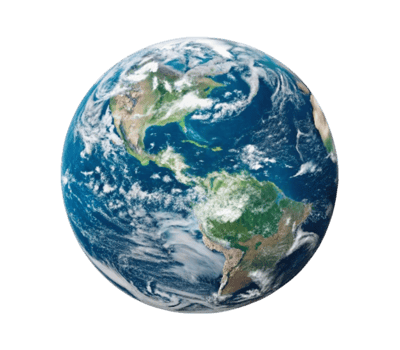 Planet earth rotating showing north and south america on transparent background png