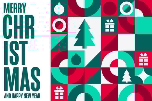Merry Christmas and Happy New Year. Holiday concept. Template for background, banner, card, poster with text. vector