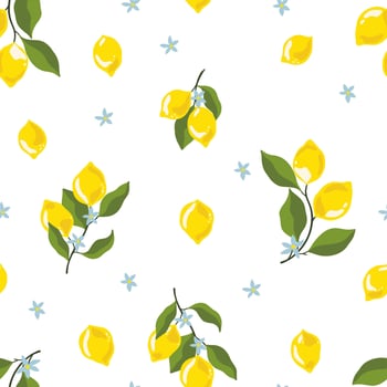 lemons with leaves seamless pattern vector