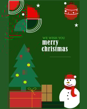 Set of Merry Christmas illustration for greeting cards, posters, holiday covers in modern minimalist geometric style. Hand drawn christmas landing page vector