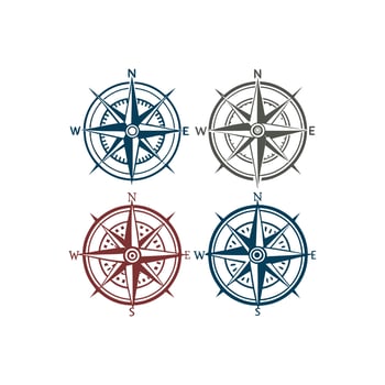 colored compass rose icons vector