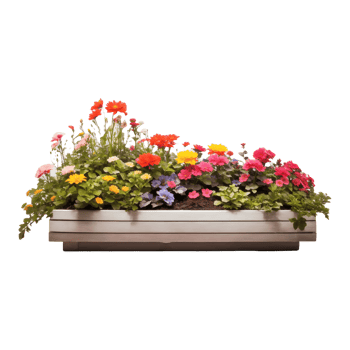 Spring Flower Pot with Vibrant Orange, Pink, and Red Blooms, Ideal for Outdoor and Indoor Product Display png