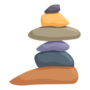 Stack of colorful balancing stones creating harmony and balance vector