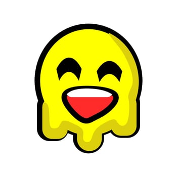 Cute melted smiling emoticon vector