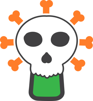 a skull with orange bones png