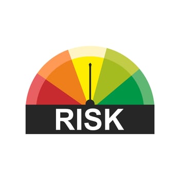 Risk icon speedometer meter with arrow for dashboard indicators Low, medium, high and risk levels isolated on white background. vector