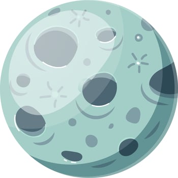 Turquoise planet with craters and sparse stars showing a shadowed side, suitable for space exploration, astronomy, or science fiction projects vector