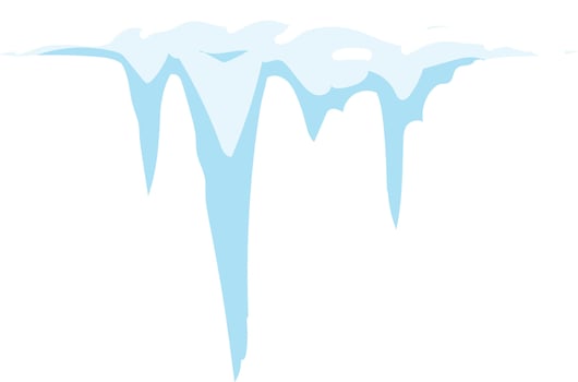 Several icicles are melting and dripping water against a clean white backdrop, creating a simple yet evocative image of the transition from winter to spring vector
