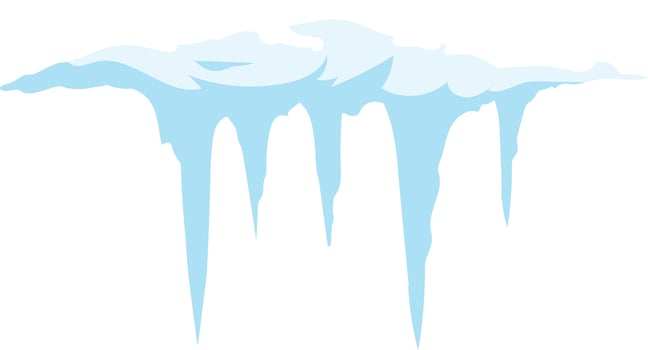 Melting snow creates delicate icicles against a white background, capturing winter's frosty essence. Blue and white hues blend in a serene scene, perfect for holiday designs vector