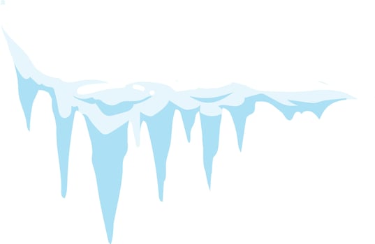 Snow covered surface with hanging icicles creates a picturesque winter wonderland scene, evoking the beauty and tranquility of a frosty landscape vector