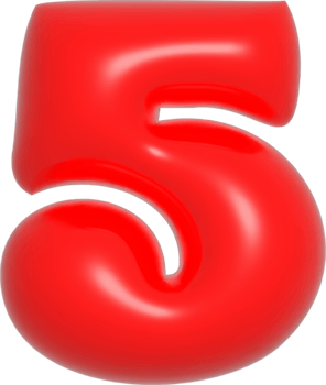 the number five is red and has a white background png