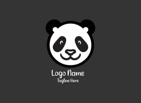 A panda bear logo design on a black background vector