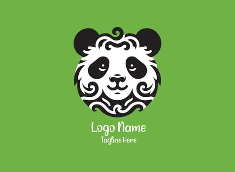 A panda bear logo with a green background vector