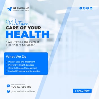 Healthcare banner or square flyer with doctor theme for social media post template psd