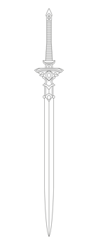 Sword Line Illustration. Ancient Saber Art. Long Blade Design. Tattoo Concept. png