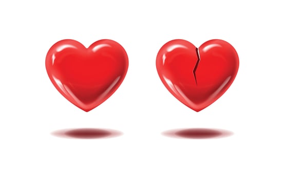 heart whole and broken, broken. Isolated. vector