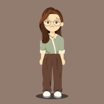 Cartoon Female Character with sad expression vector