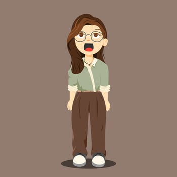 Cartoon Female Character looking up vector