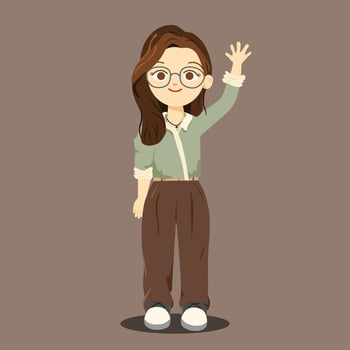 Cartoon Female Character with waving gesture vector