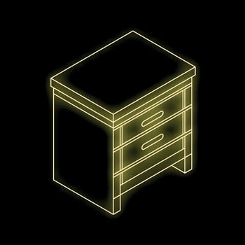 Yellow neon nightstand shining in the dark vector