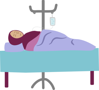 illustration of a woman lying in a hospital bed png