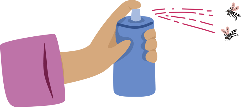 Hand spraying mosquitoes png
