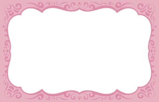 Vintage pink wedding card frame, free space for photos. vector