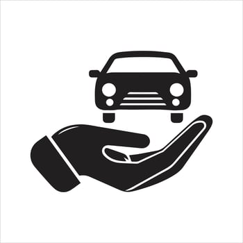 Car in hand icon. Car safe icon vector