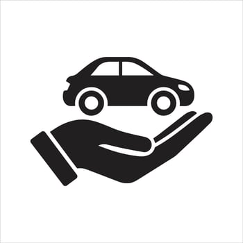 Car in hand icon. Car safe icon vector