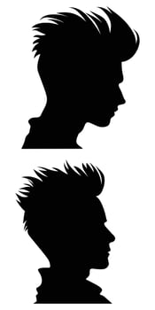 Pompadour Hairstyle Silhouette Clipart - Trendy Men's Haircuts vector